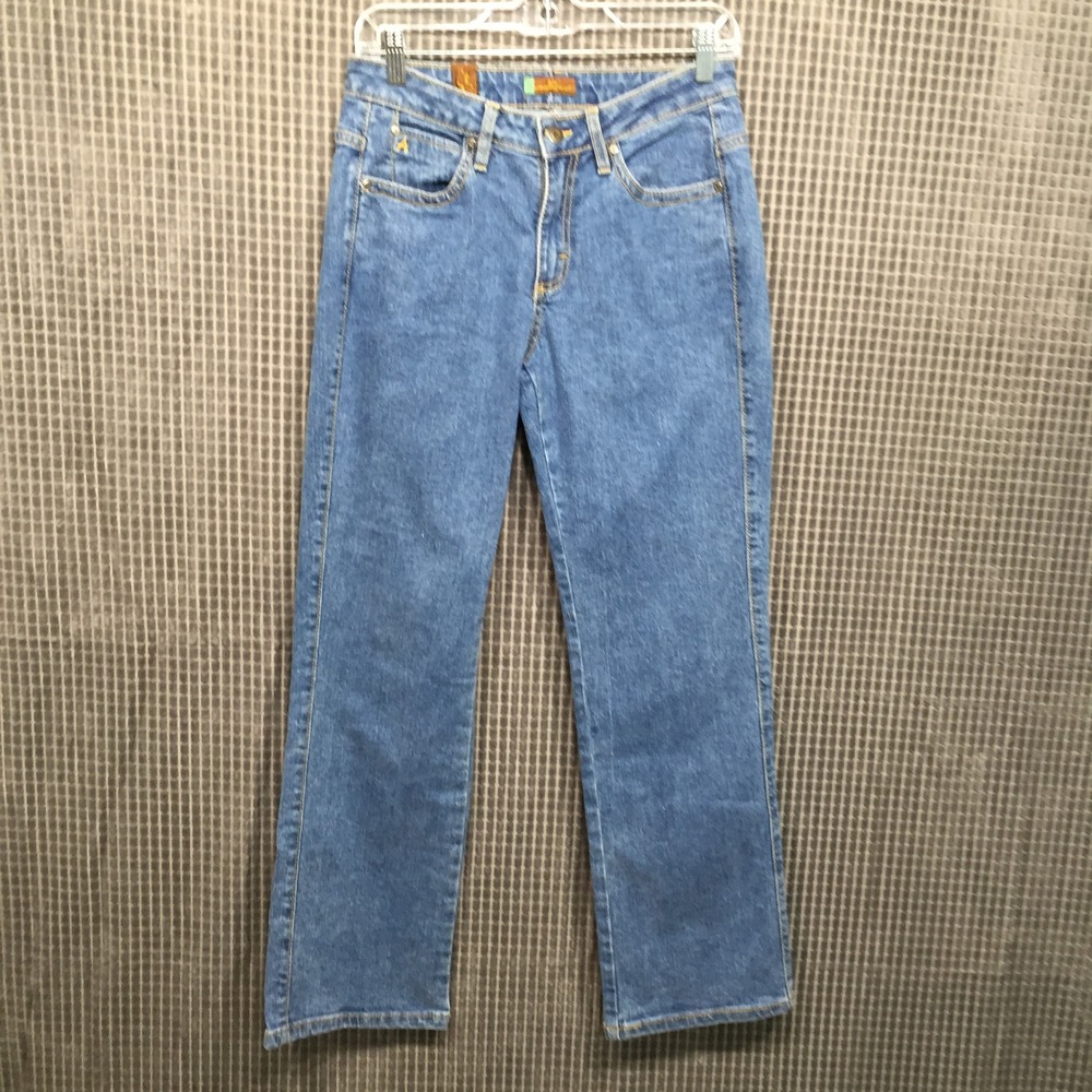 Wrangler Aura Womens Straight Leg Jeans 6P Blue Excellent Short Rise Denim